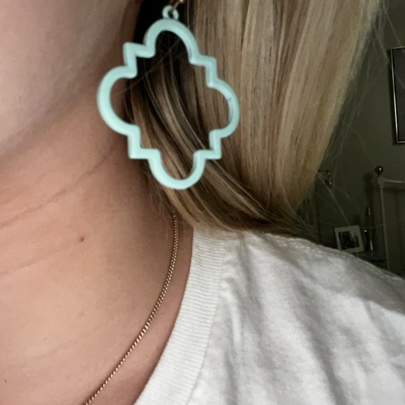 blue fun shaped earrings never worn!! - Picture 2 of 2